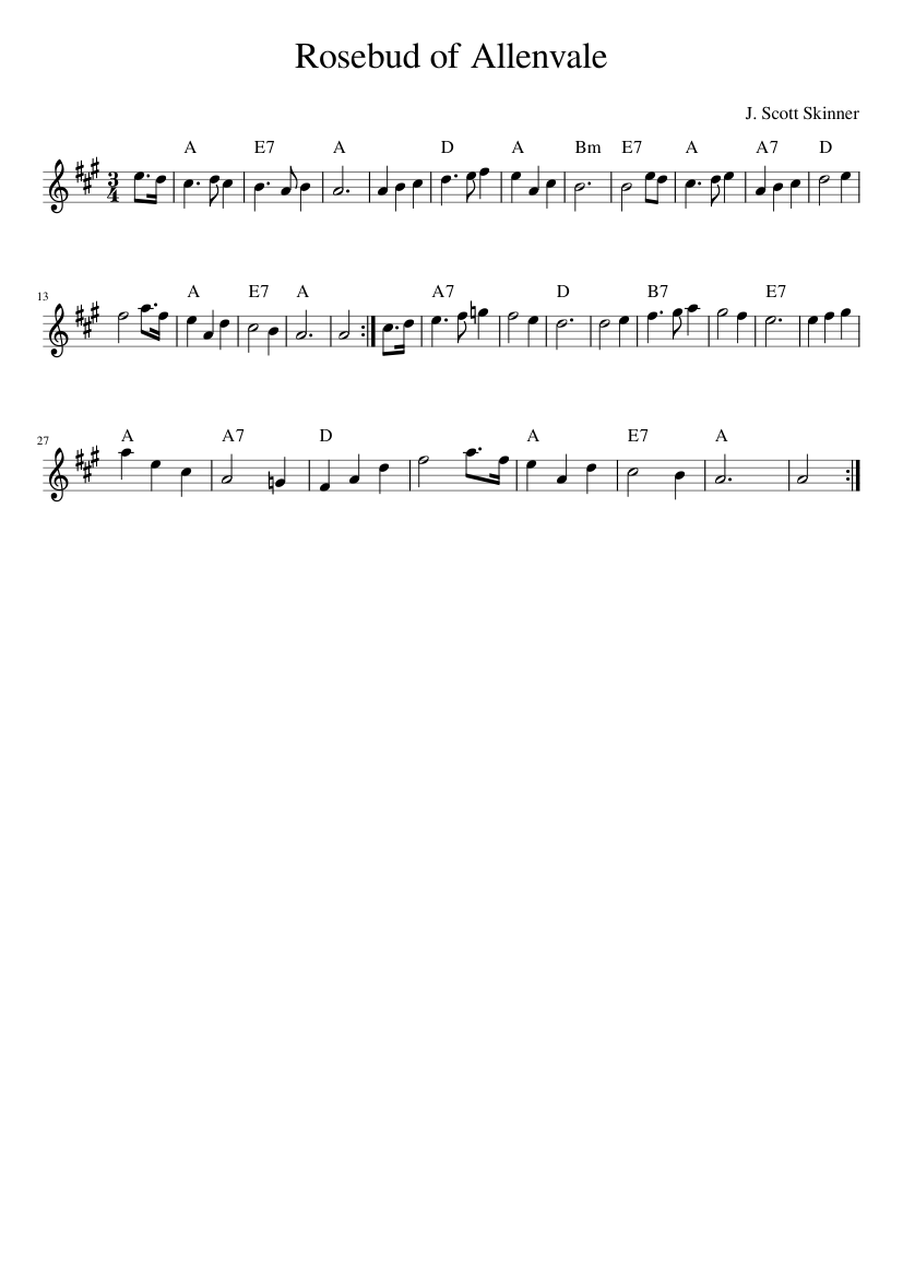 Rosebud of Allenvale - piano sheet music page 1
