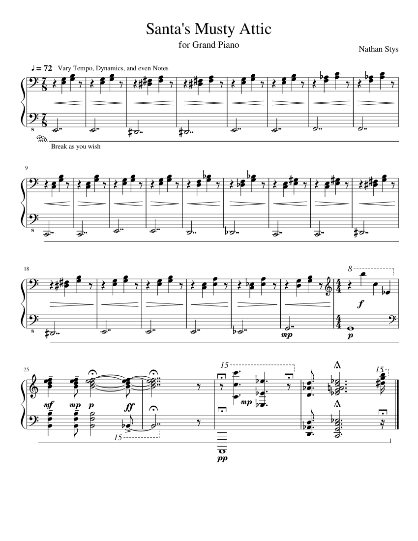 Santa's Musty Attic - piano sheet music page 1