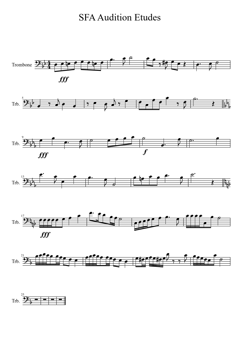 SFA Audition Etudes - piano sheet music page 1
