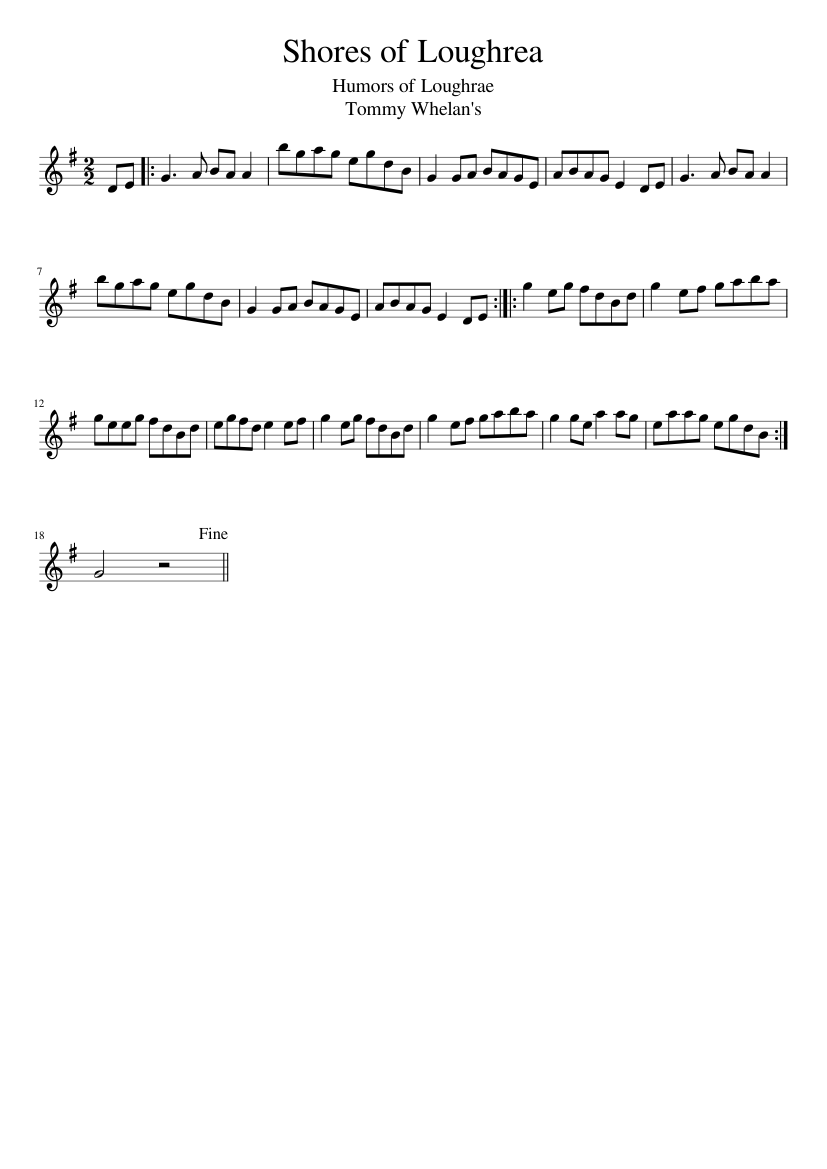 Shores of Loughrea - piano sheet music page 1