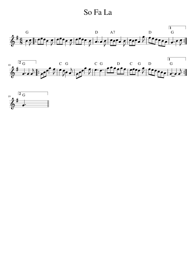 So Fa La - piano sheet music page 1