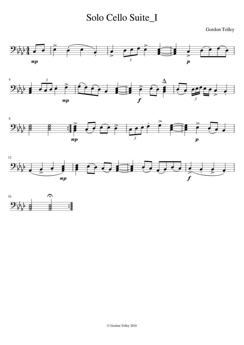 Solo Cello Suite_I - piano sheet music page 1