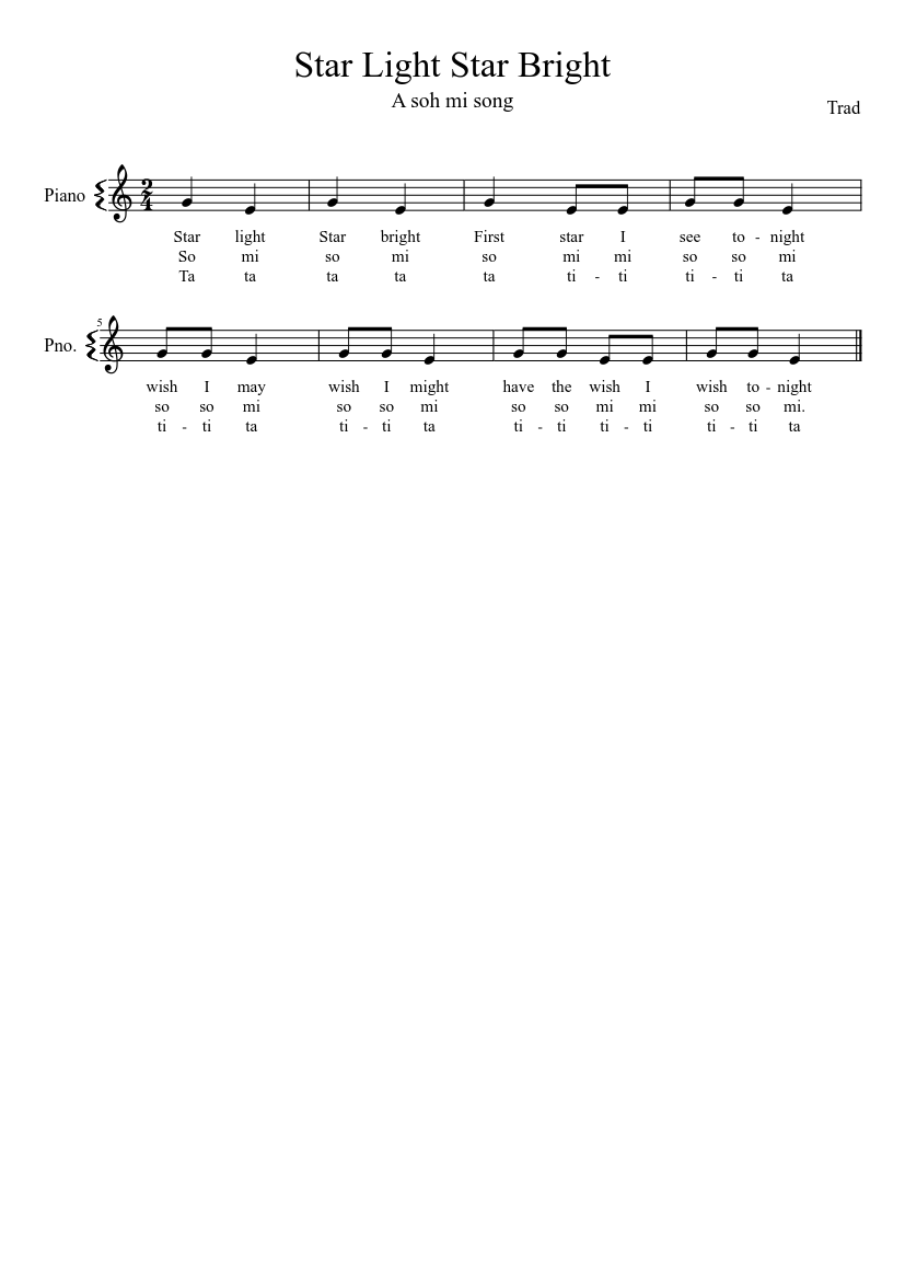 Star Light Star Bright - piano sheet music page 1