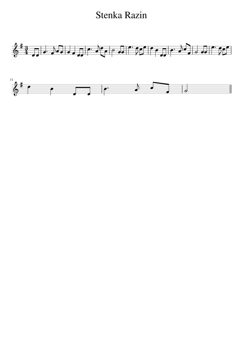 Stenka Razin - piano sheet music page 1