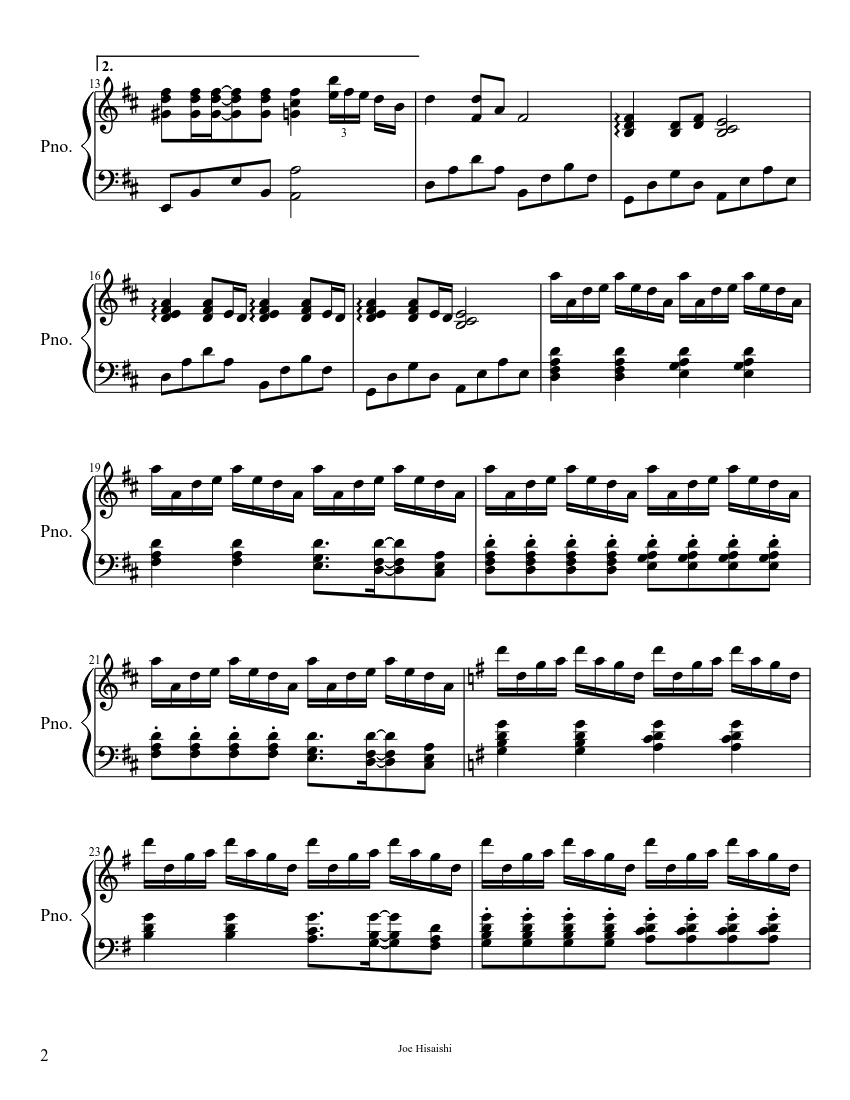 Summer (Joe Hisaishi) - piano sheet music page 2