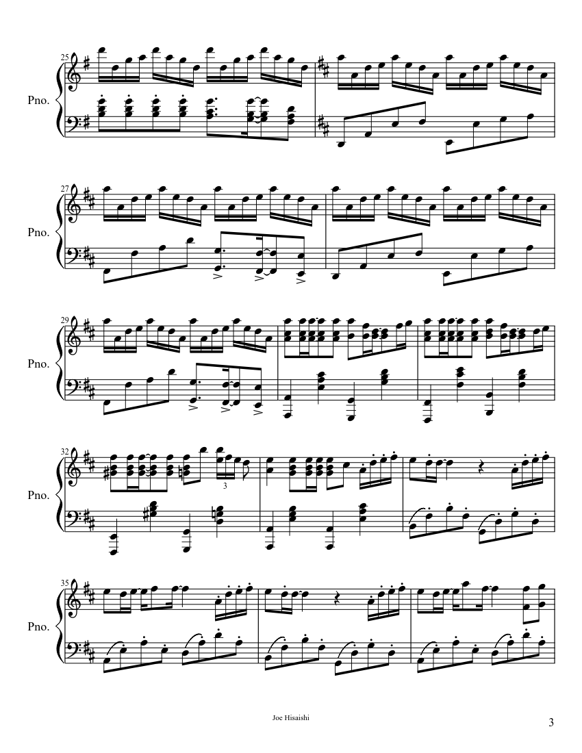 Summer (Joe Hisaishi) - piano sheet music page 3
