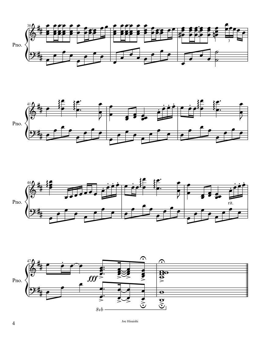 Summer (Joe Hisaishi) - piano sheet music page 4