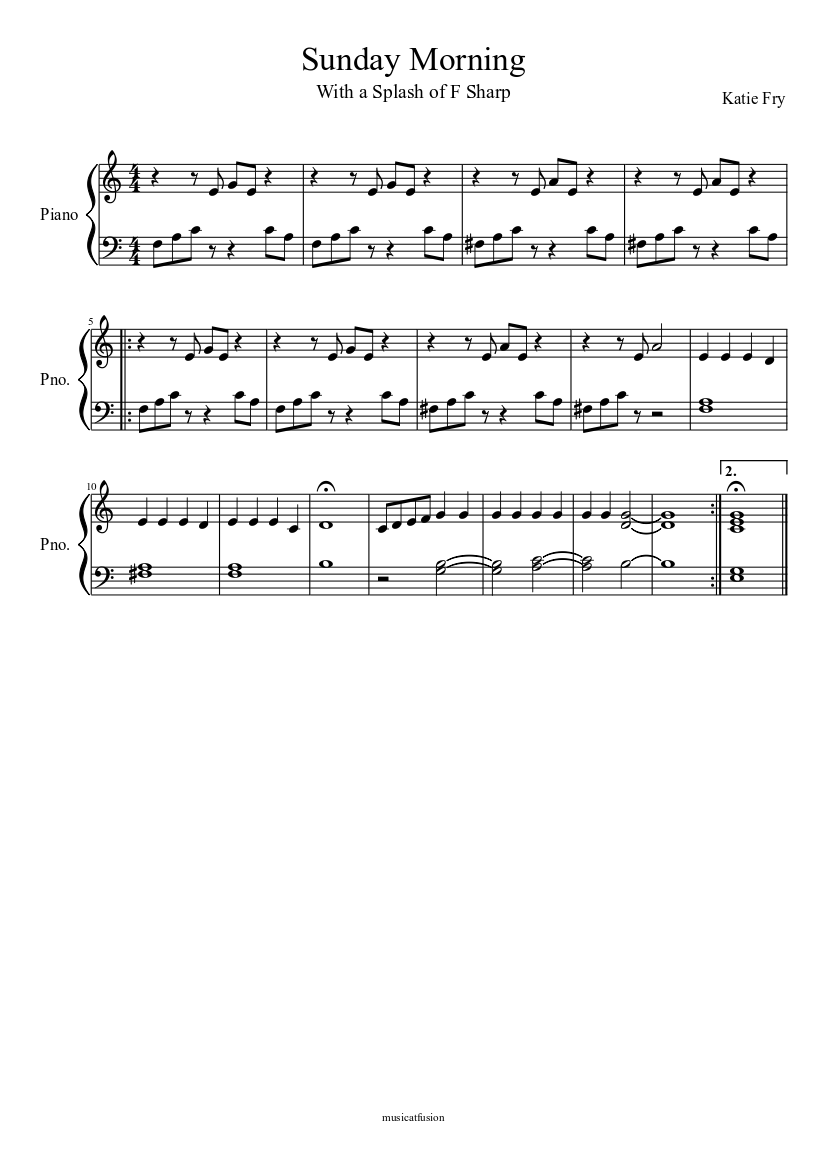 Sunday Morning - piano sheet music page 1