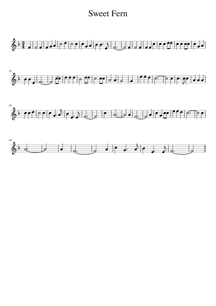 Sweet Fern - piano sheet music page 1