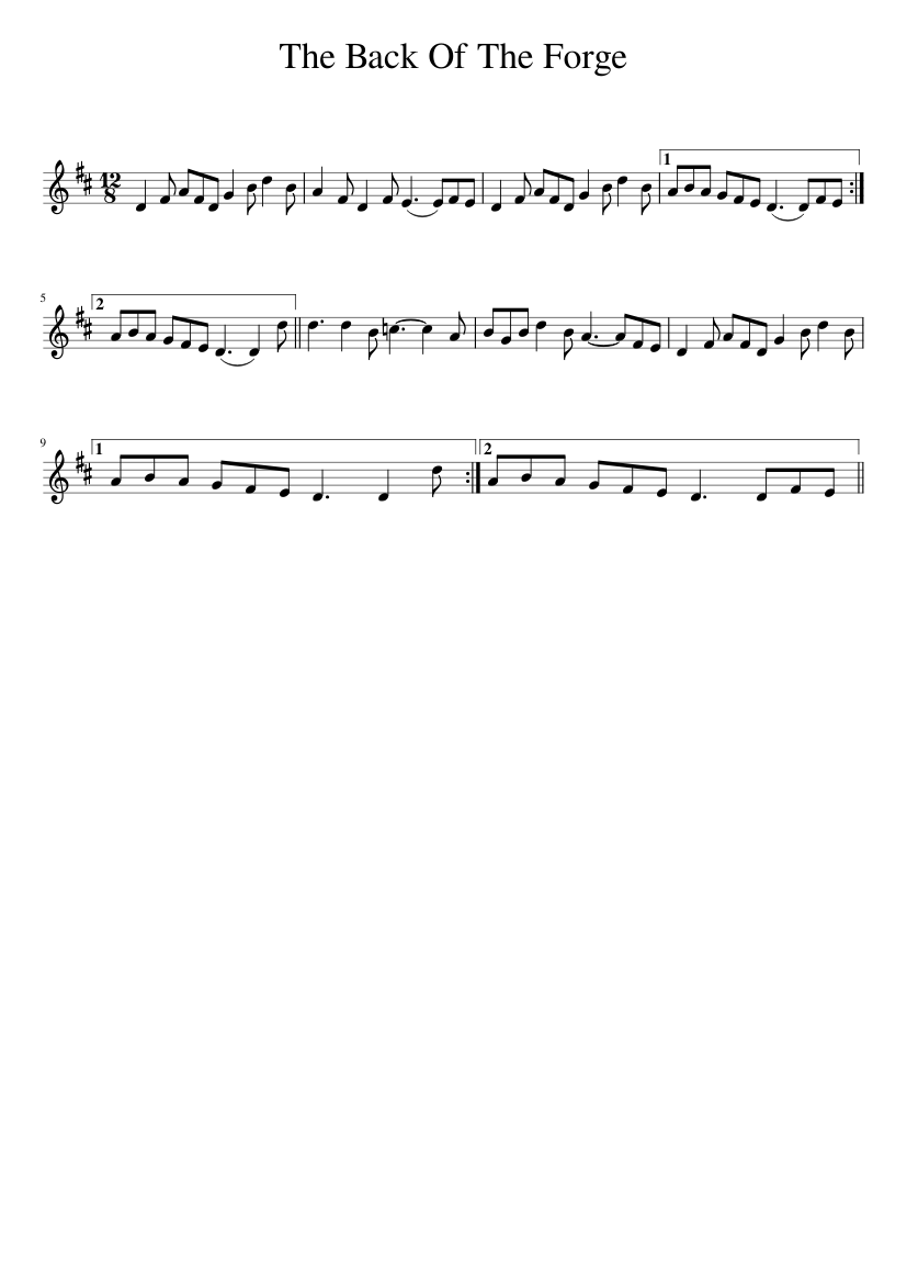 The Back Of The Forge - piano sheet music page 1