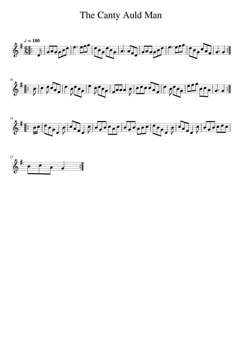 The Canty Auld Man - piano sheet music page 1