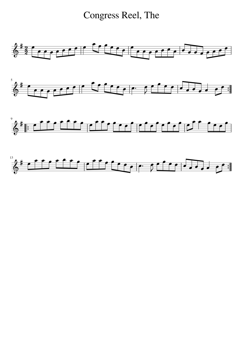 The Congress Reel - piano sheet music page 1