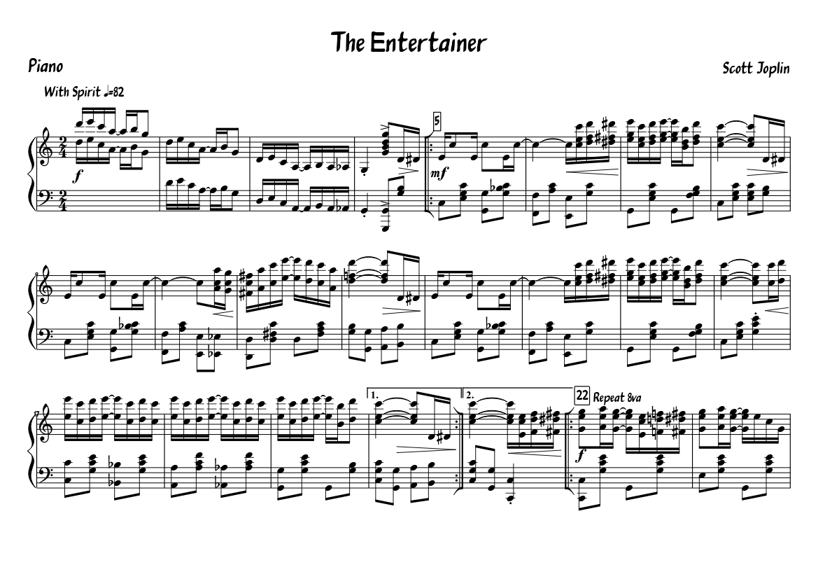 The Entertainer - piano sheet music page 1