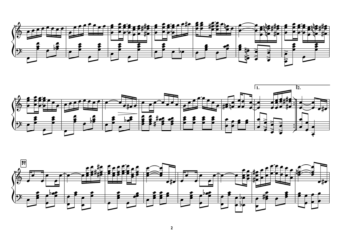 The Entertainer - piano sheet music page 2