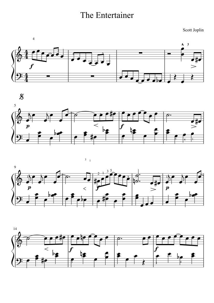 The Entertainer - piano sheet music page 1