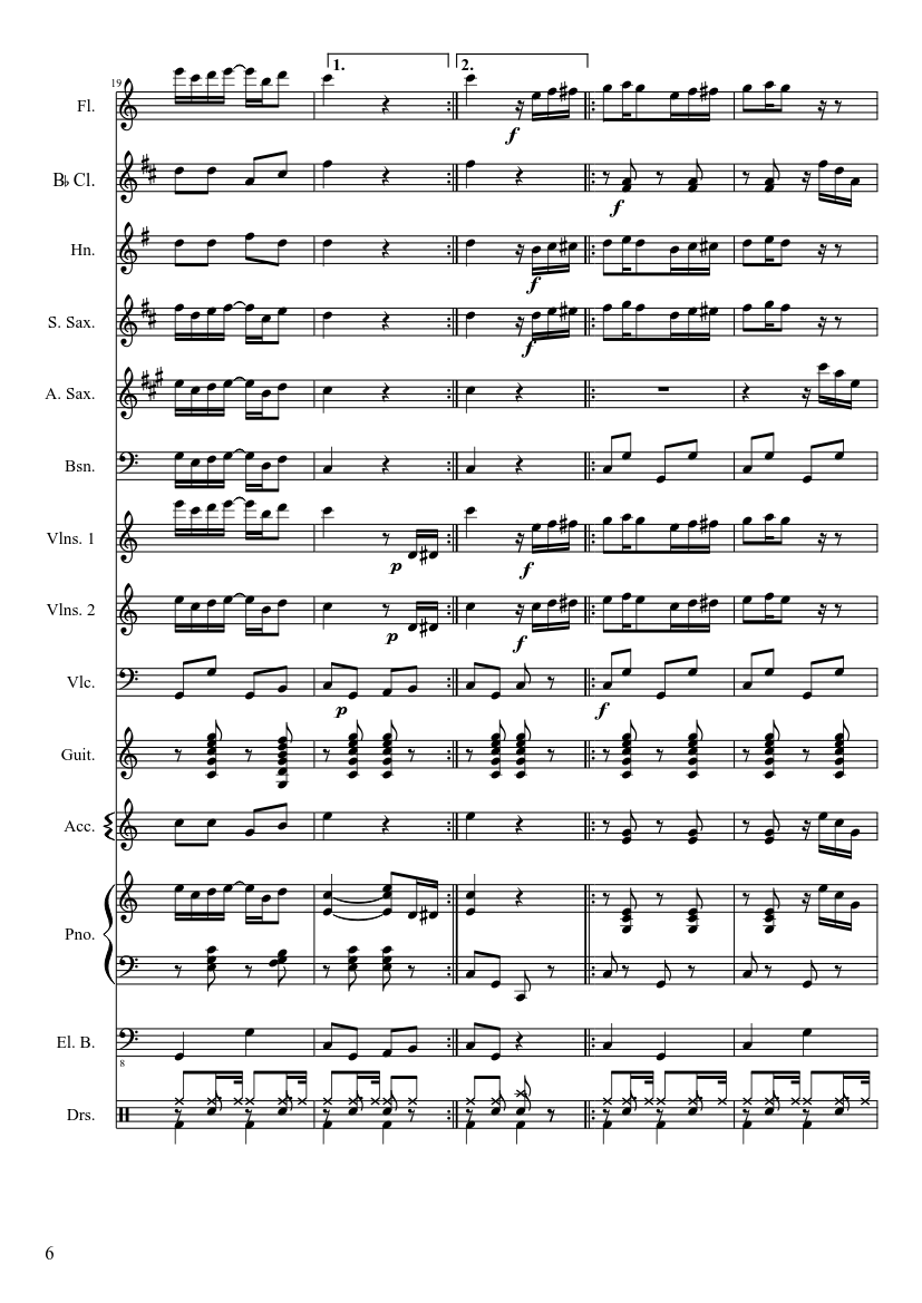 The Entertainer - Scott Joplin - Orchestral version - piano sheet music page 6