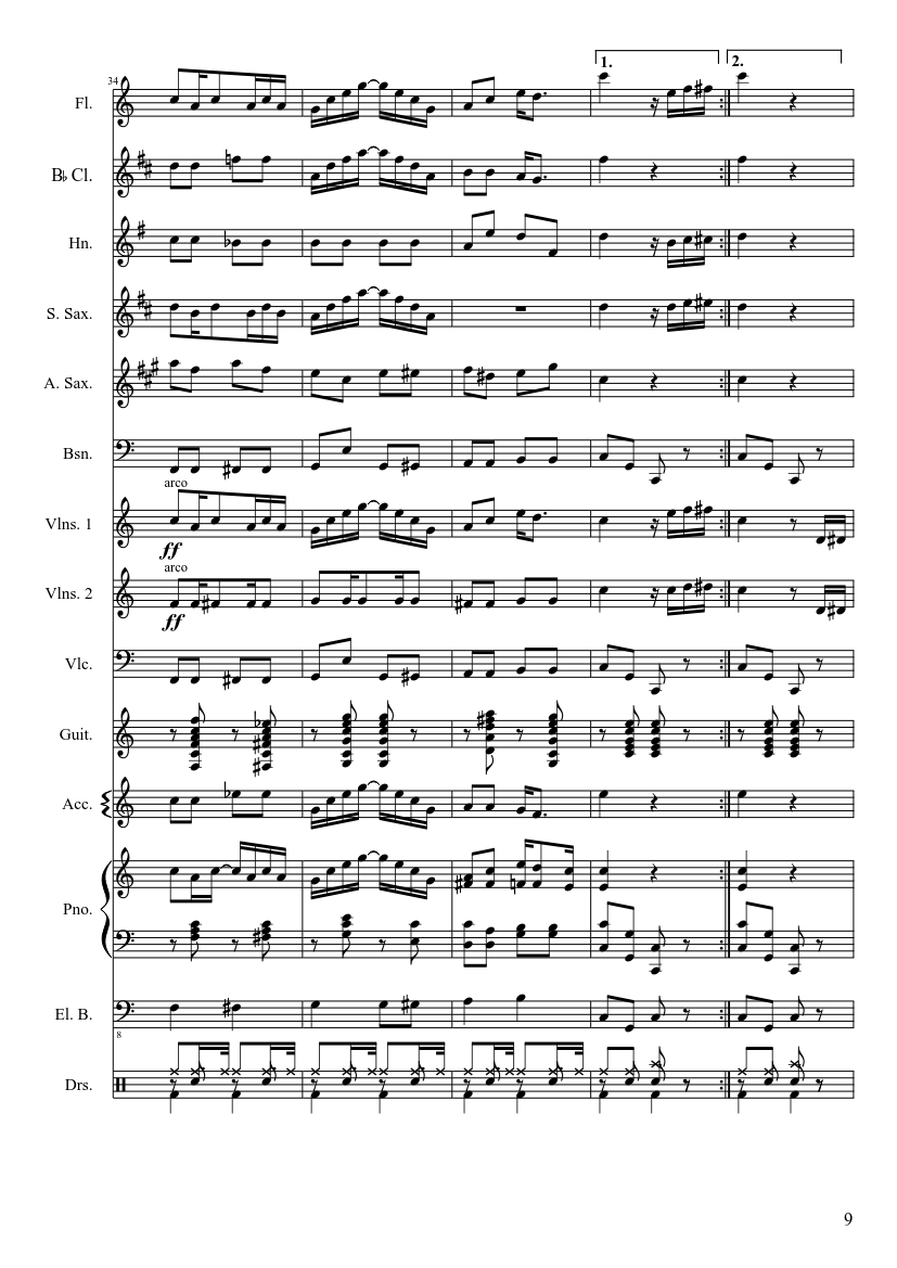 The Entertainer - Scott Joplin - Orchestral version - piano sheet music page 9