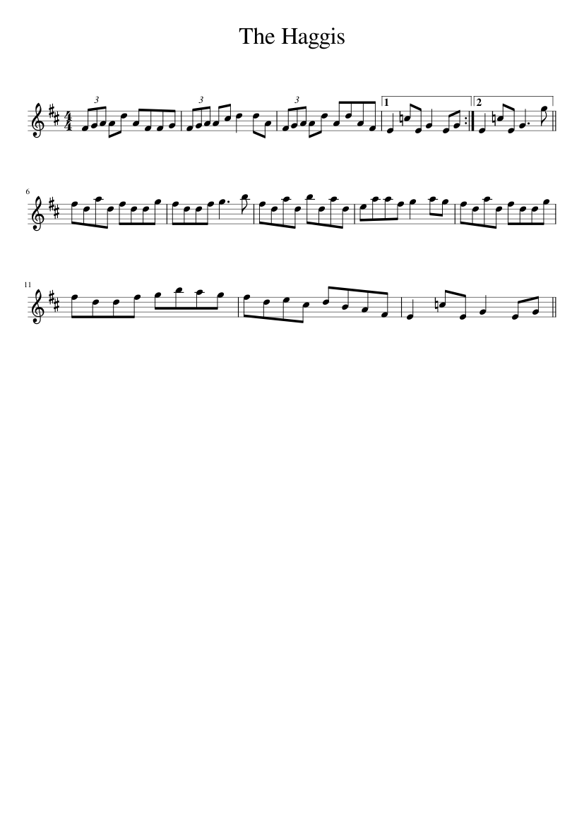 The Haggis - piano sheet music page 1