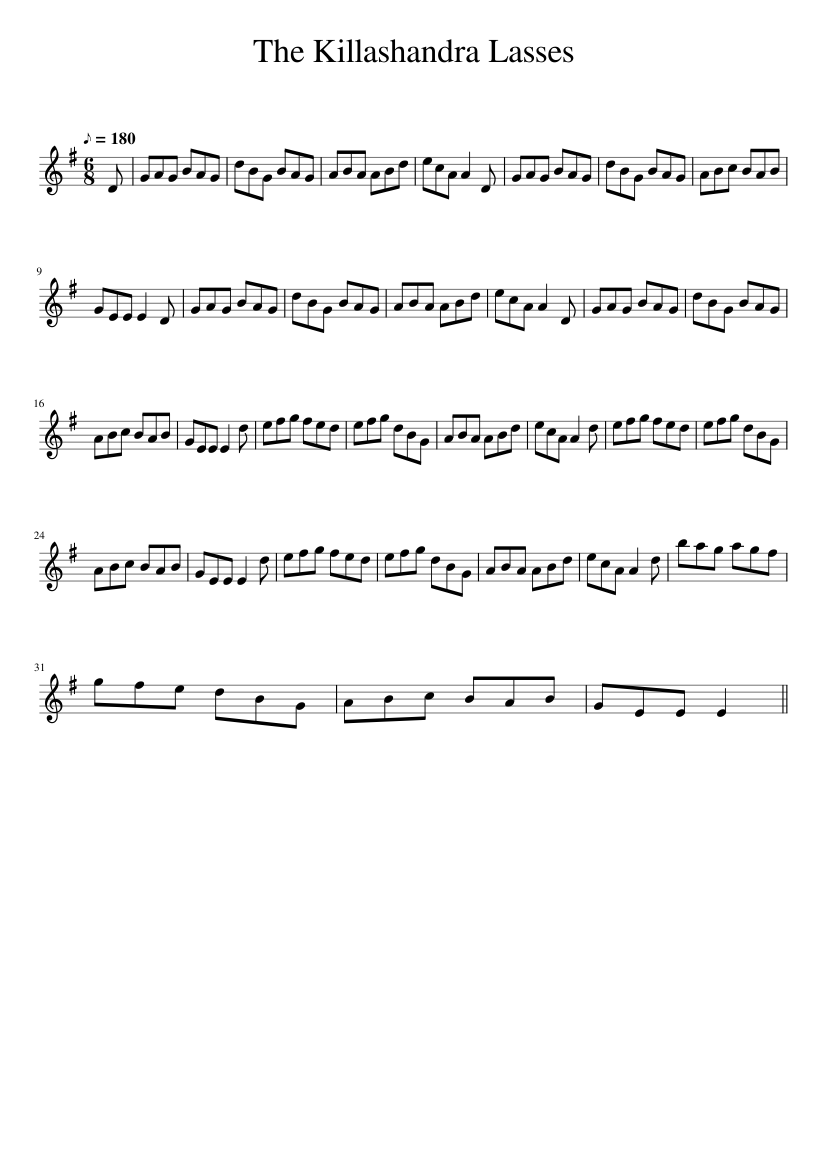 The Killashandra Lasses - piano sheet music page 1