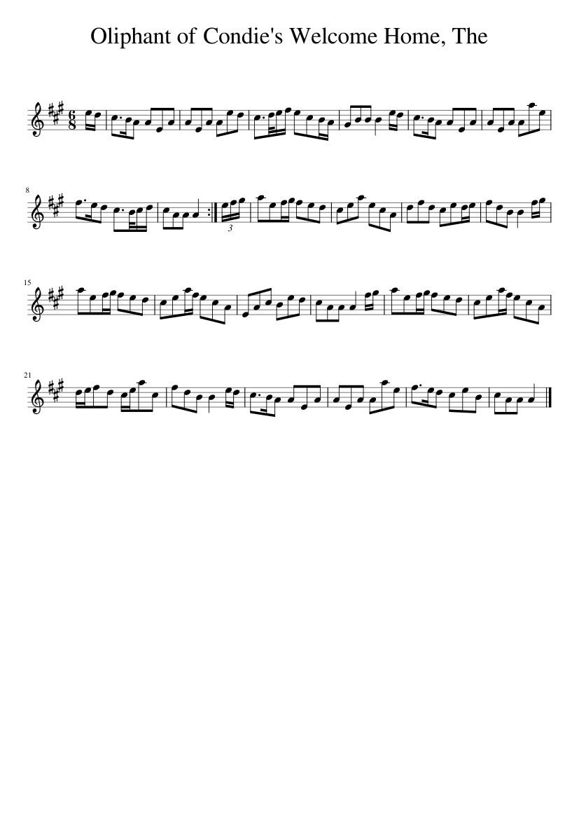 The Oliphant of Condie's Welcome Home - piano sheet music page 1