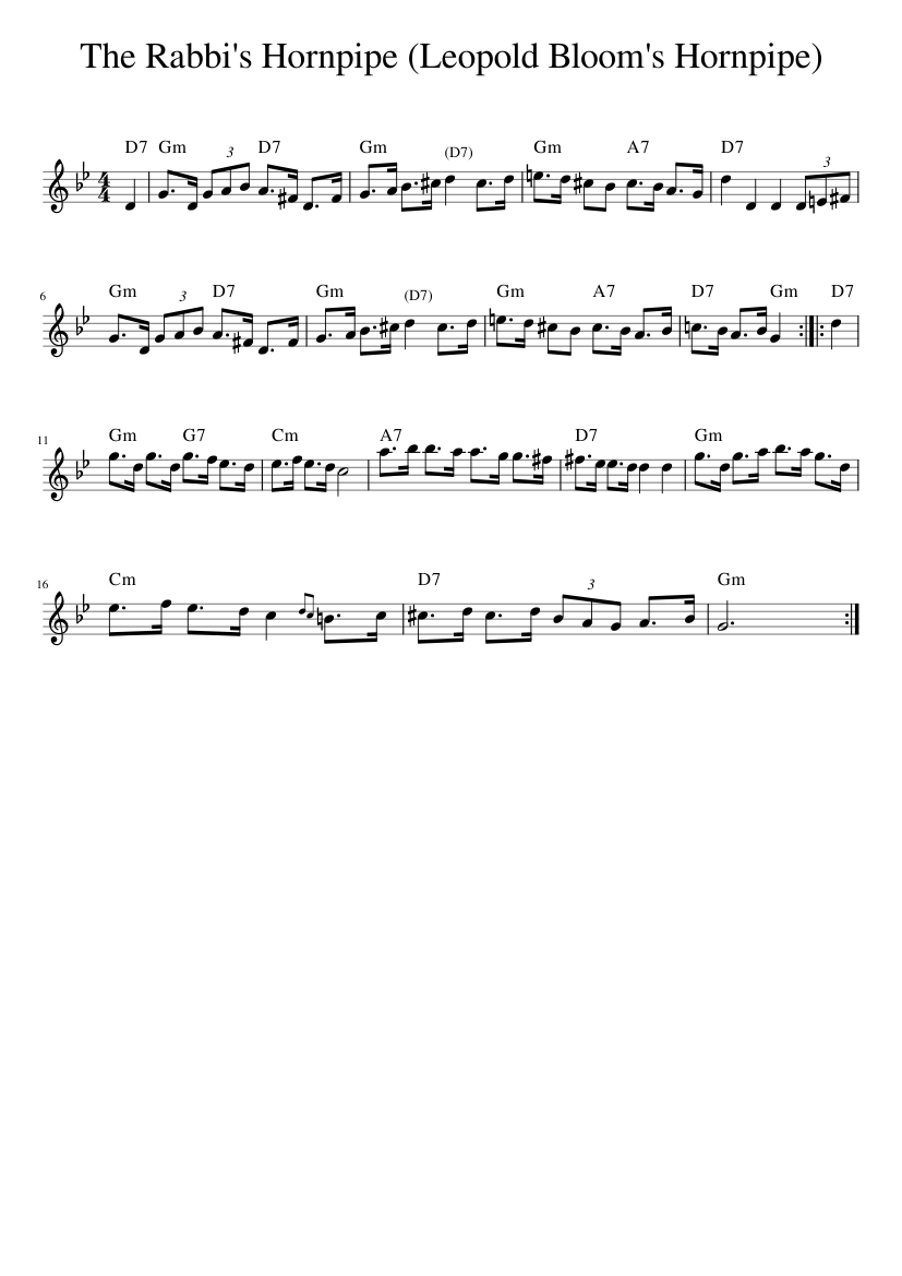 The Rabbi's Hornpipe (Leopold Bloom's Hornpipe) - piano sheet music page 1