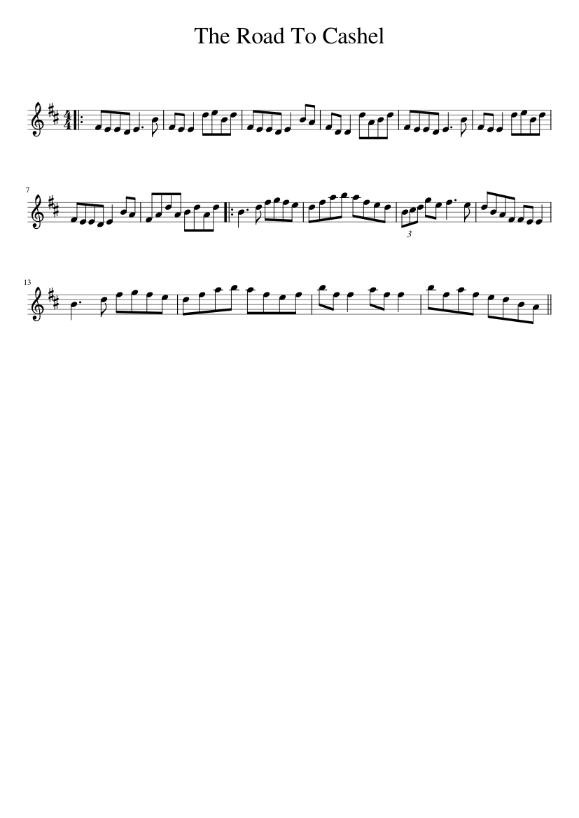 The Road To Cashel - piano sheet music page 1
