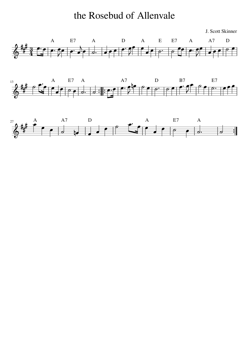the Rosebud of Allenvale - piano sheet music page 1