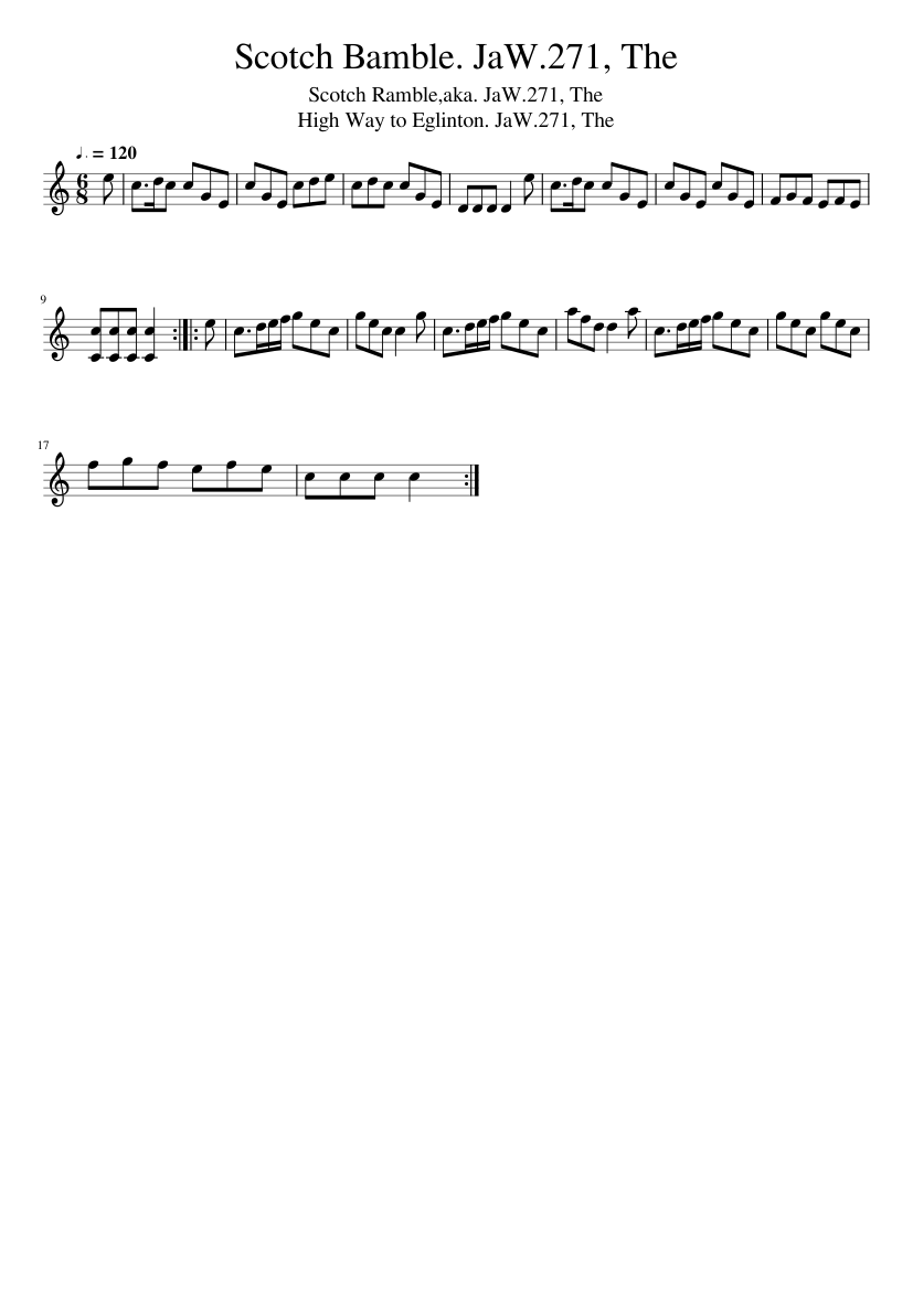 The Scotch Bamble. JaW.271 - piano sheet music page 1