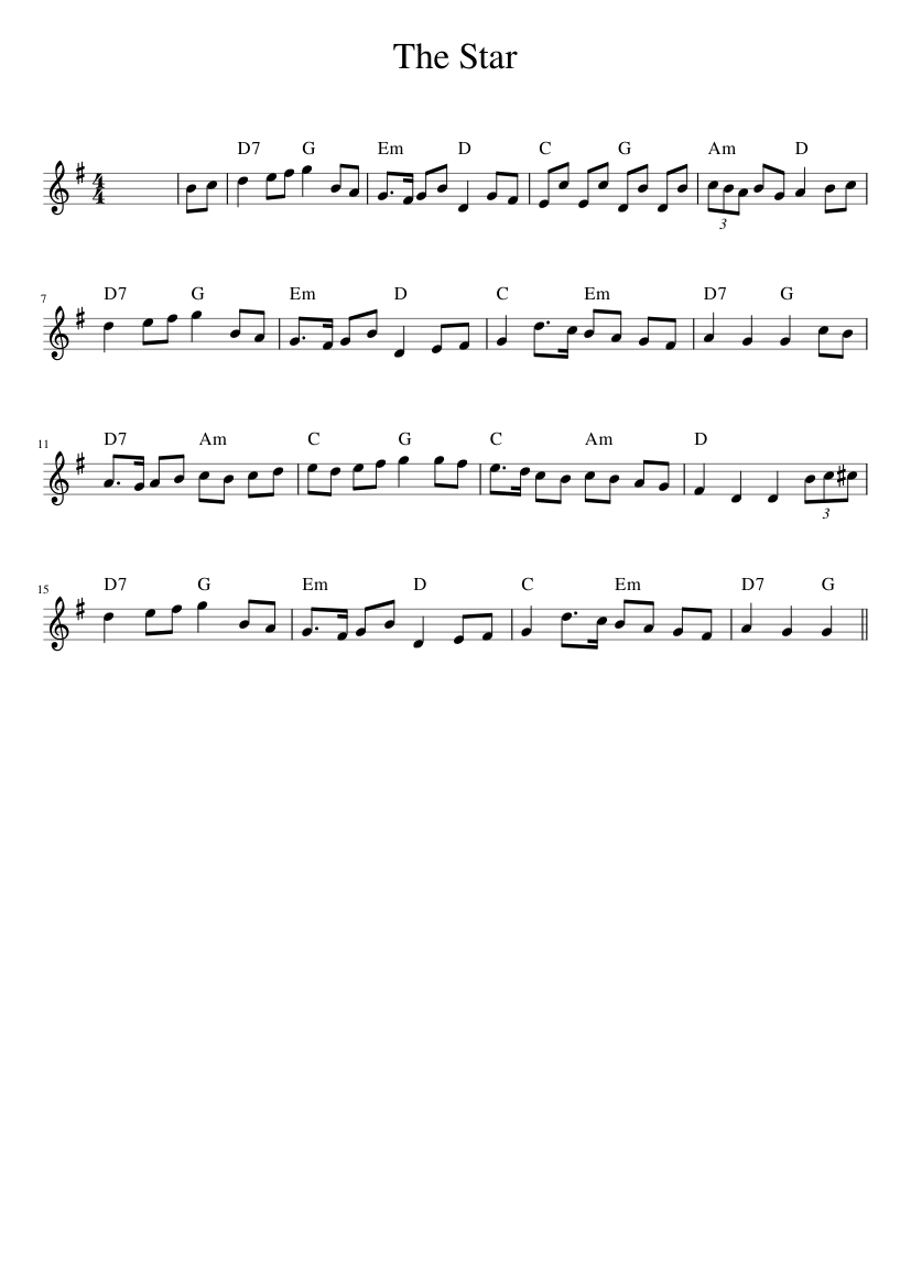 The Star - piano sheet music page 1