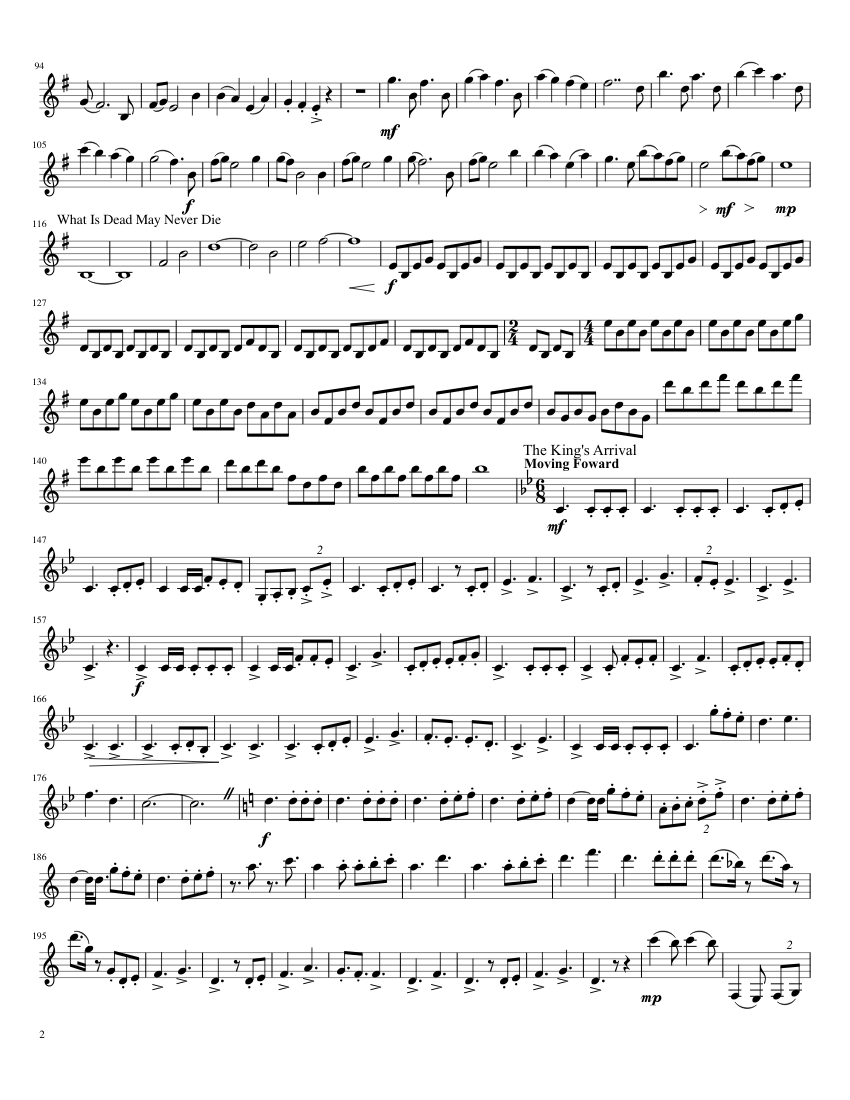 The Ultimate Game of Thrones Medley for Clarinet: Part 1 - piano sheet music page 2