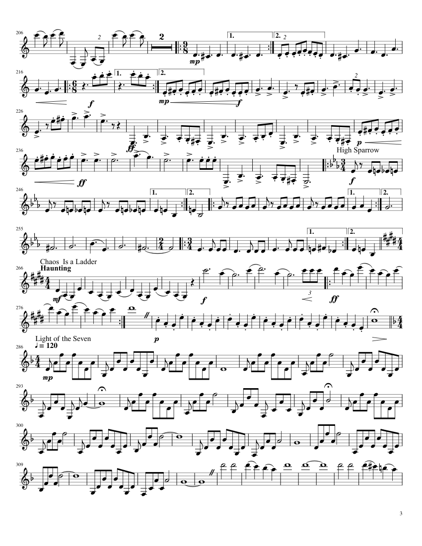The Ultimate Game of Thrones Medley for Clarinet: Part 1 - piano sheet music page 3