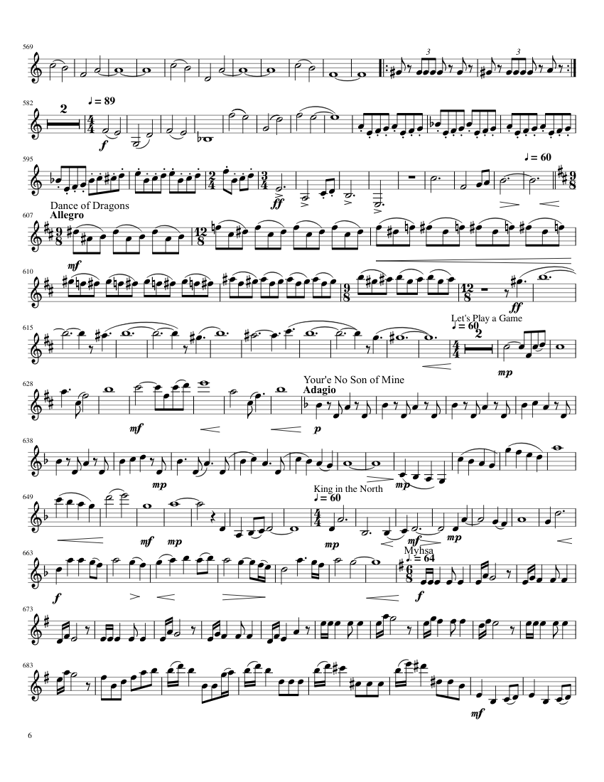 The Ultimate Game of Thrones Medley for Clarinet: Part 1 - piano sheet music page 6