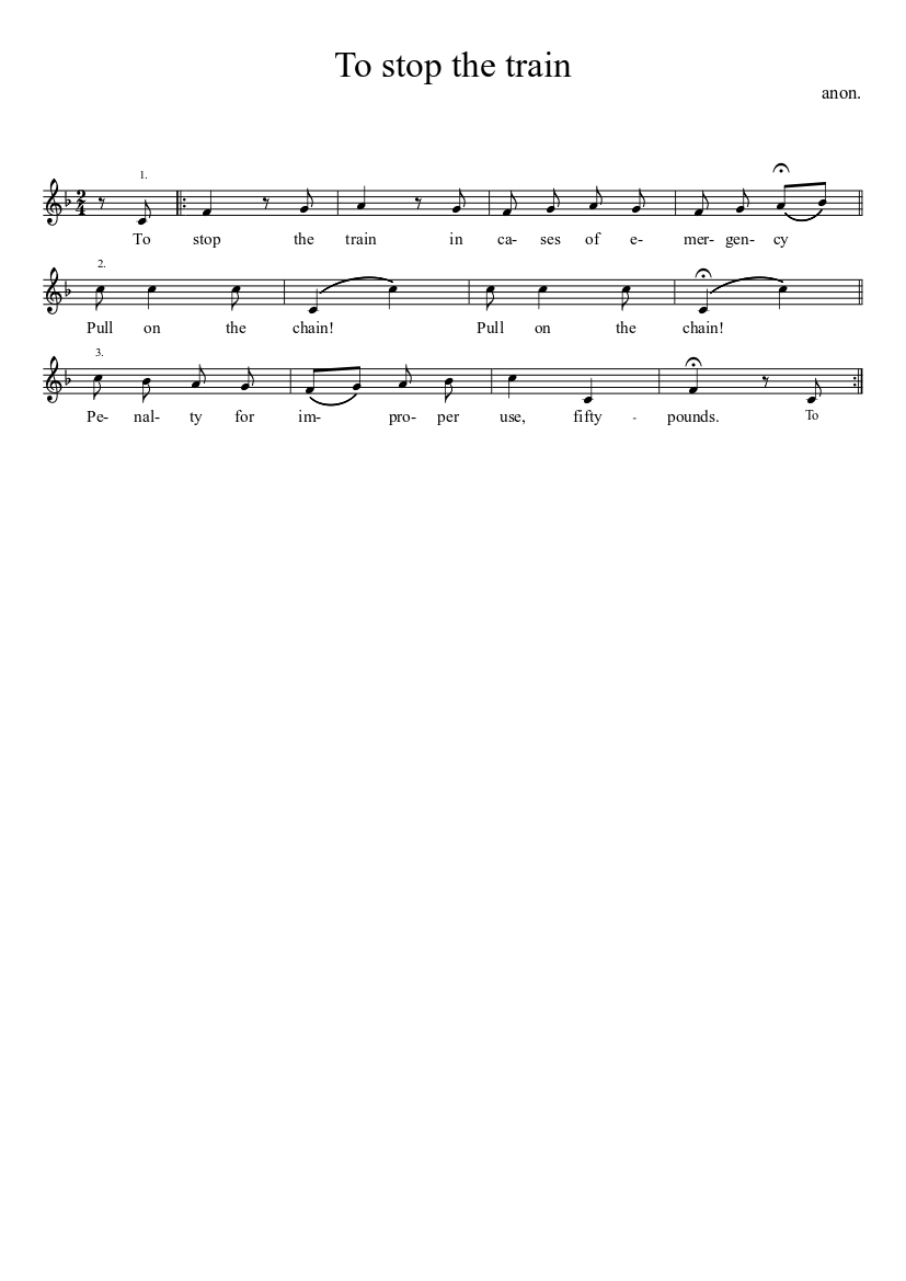 To stop the train - piano sheet music page 1