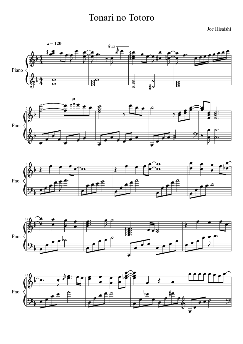 Tonari no Totoro - piano sheet music page 1