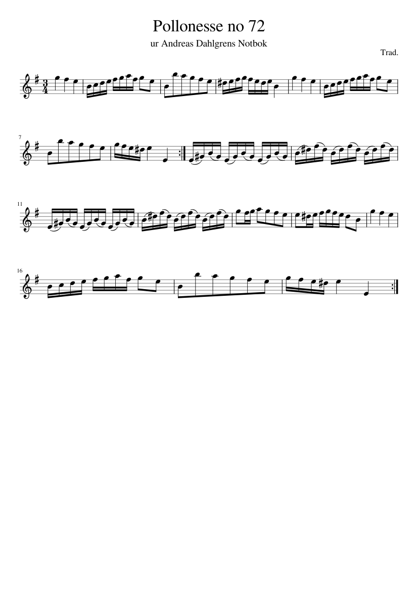 Traditional music - Pollonesse no 72 - piano sheet music page 1