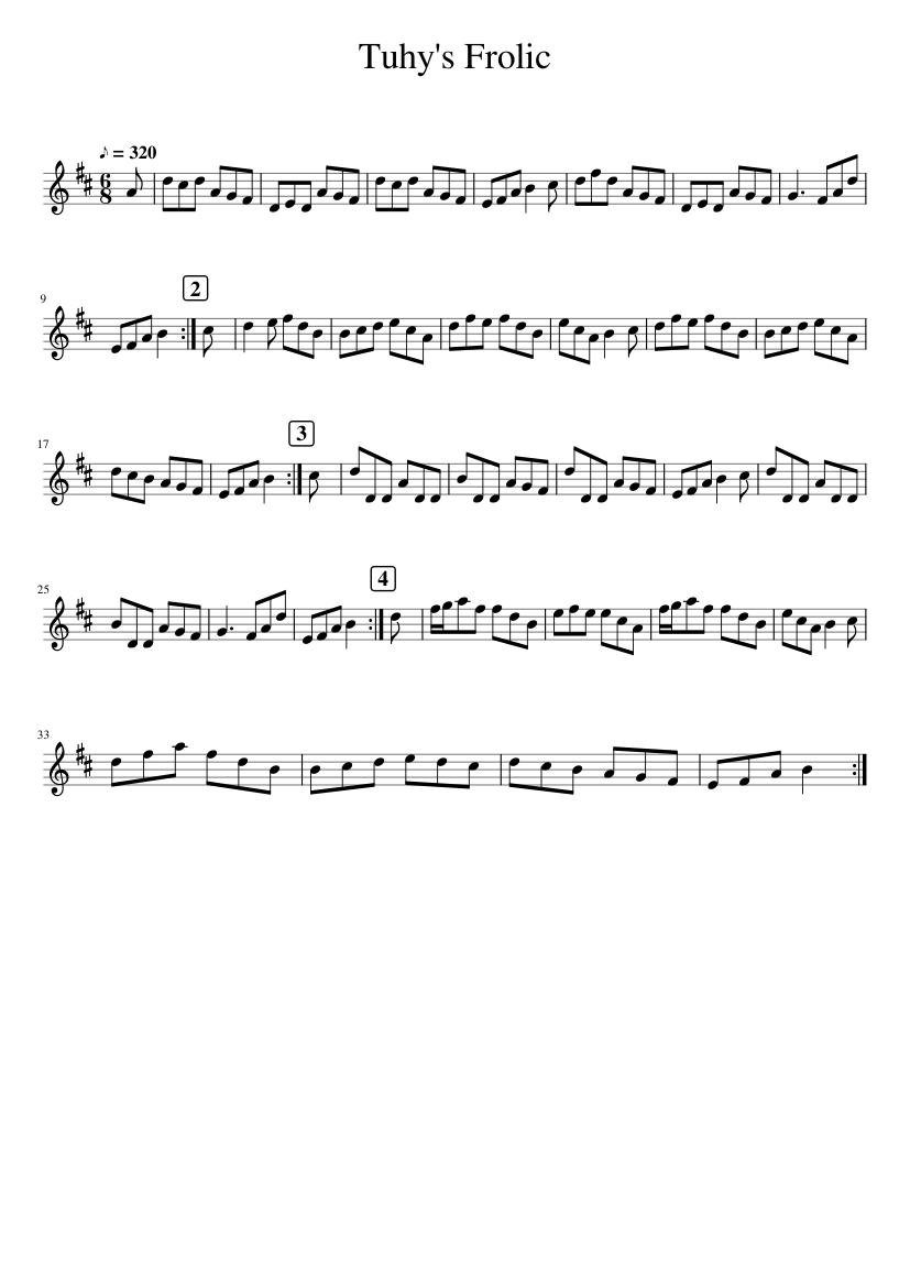 Tuhy's Frolic - piano sheet music page 1