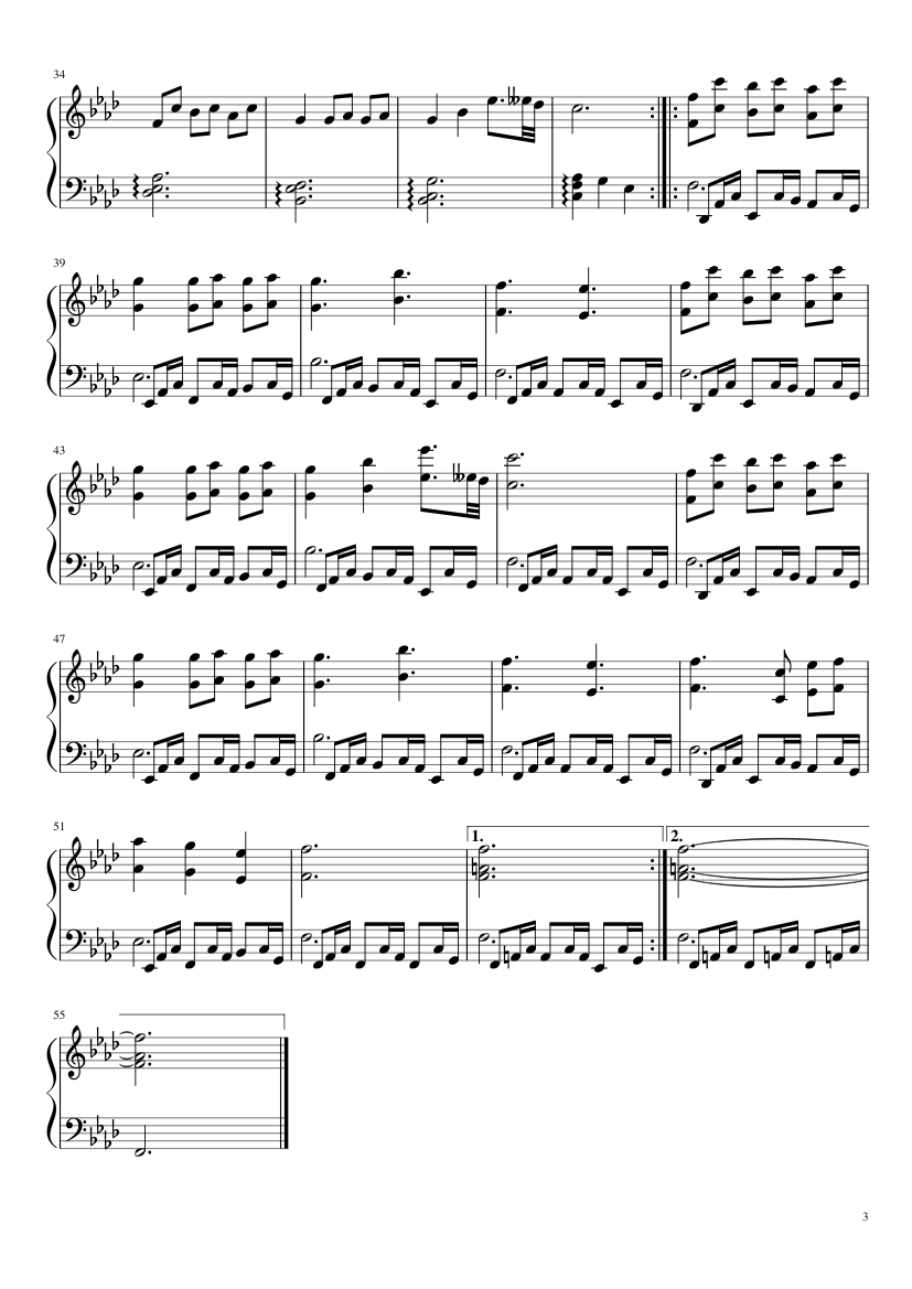 Undertale: Battle Against a True Hero - piano sheet music page 3