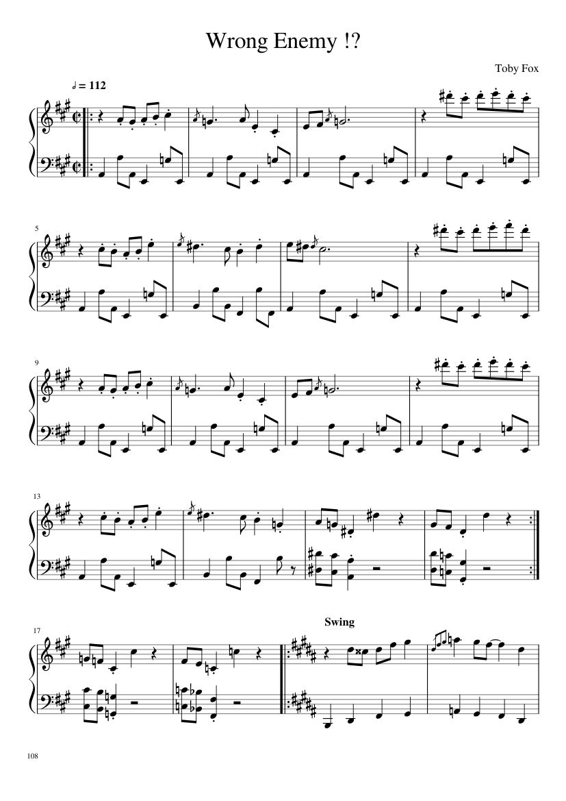 Undertale: Complete OST (101/101) (Update 160525) - piano sheet music page 108
