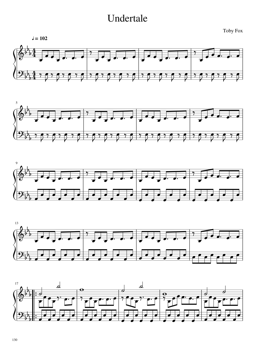 Undertale: Complete OST (101/101) (Update 160525) - piano sheet music page 130