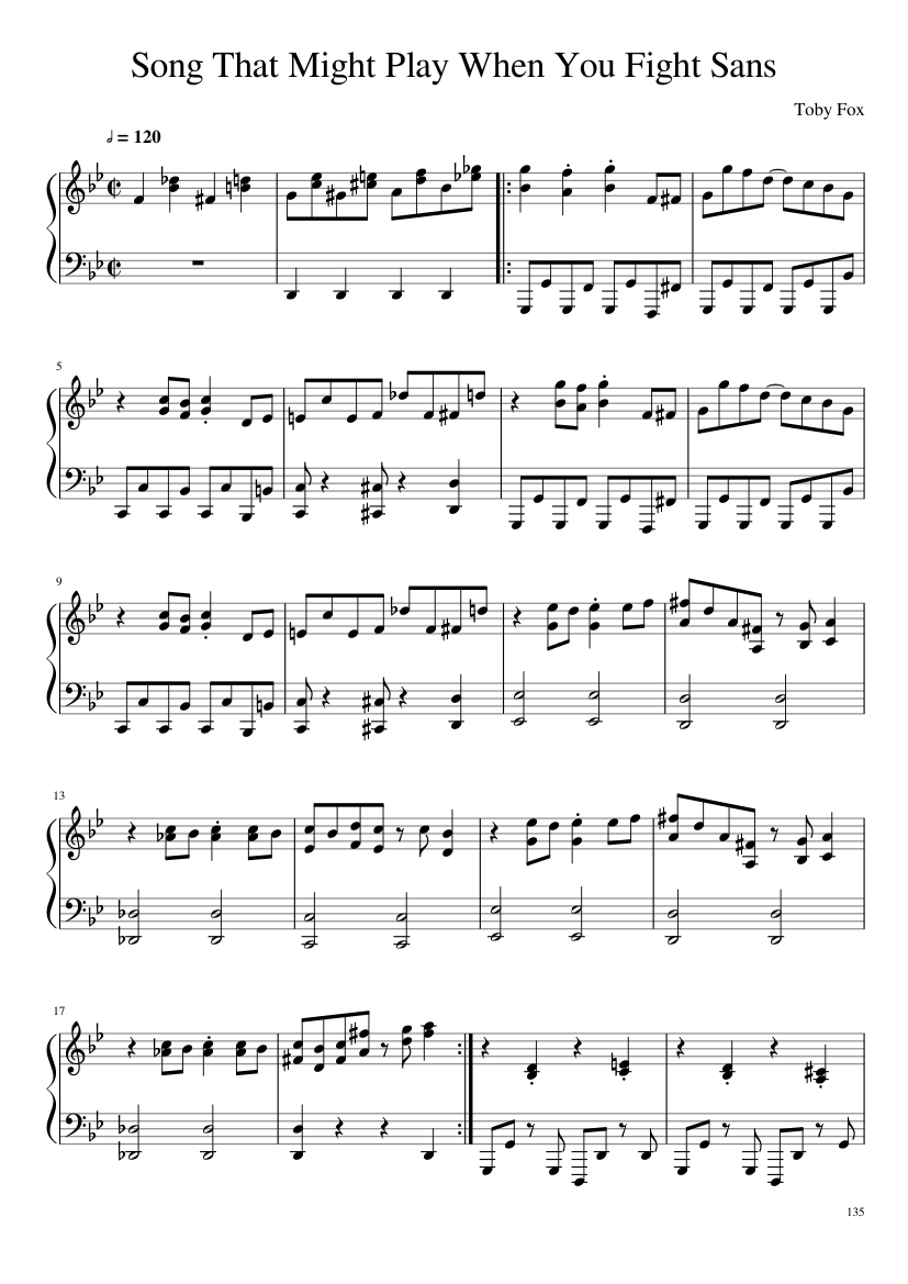 Undertale: Complete OST (101/101) (Update 160525) - piano sheet music page 135
