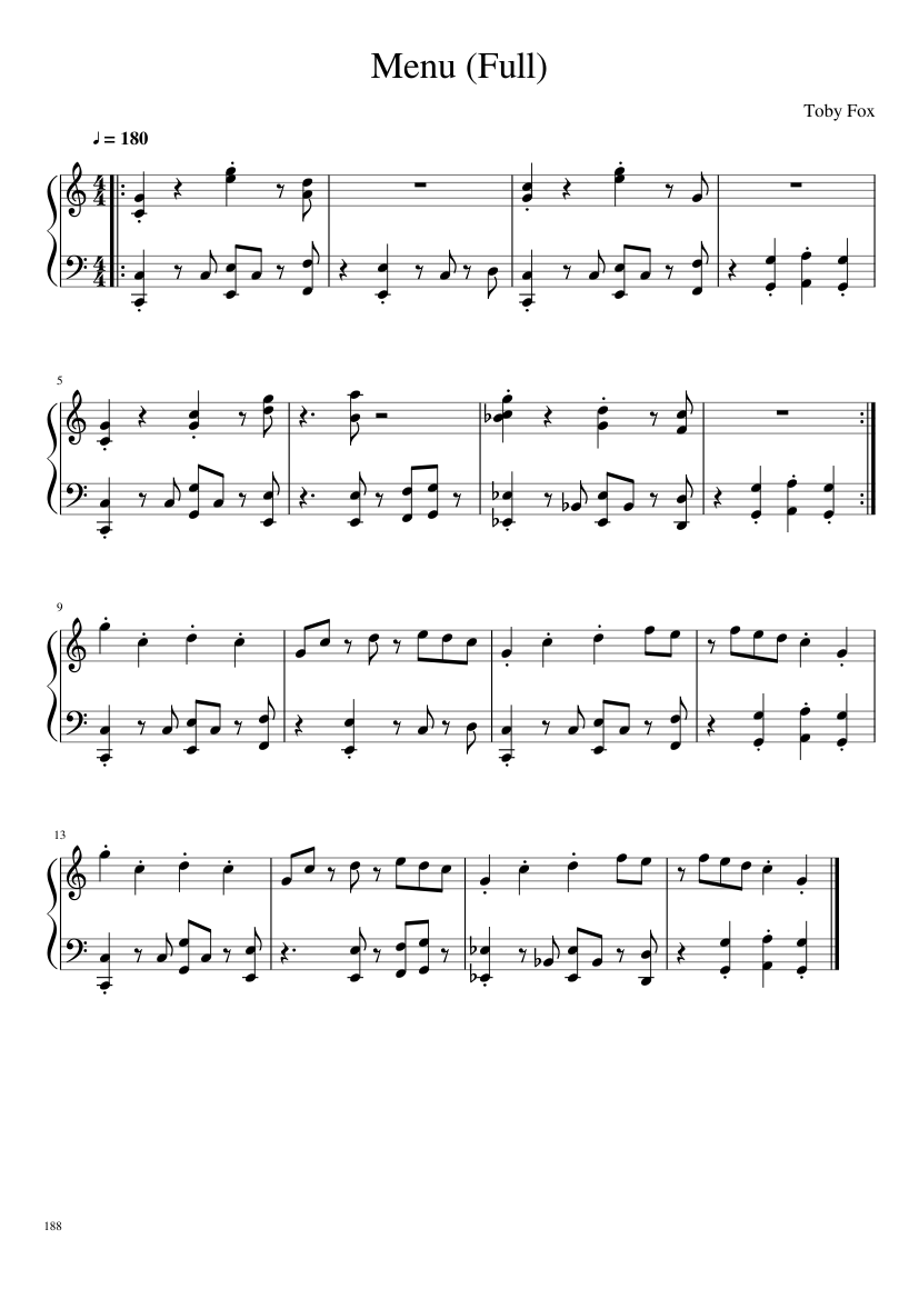 Undertale: Complete OST (101/101) (Update 160525) - piano sheet music page 188