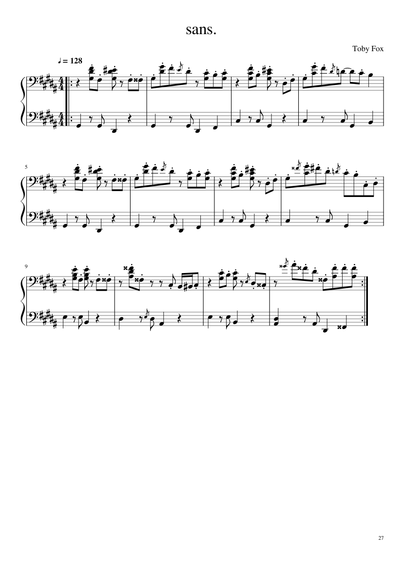 Undertale: Complete OST (101/101) (Update 160525) - piano sheet music page 27
