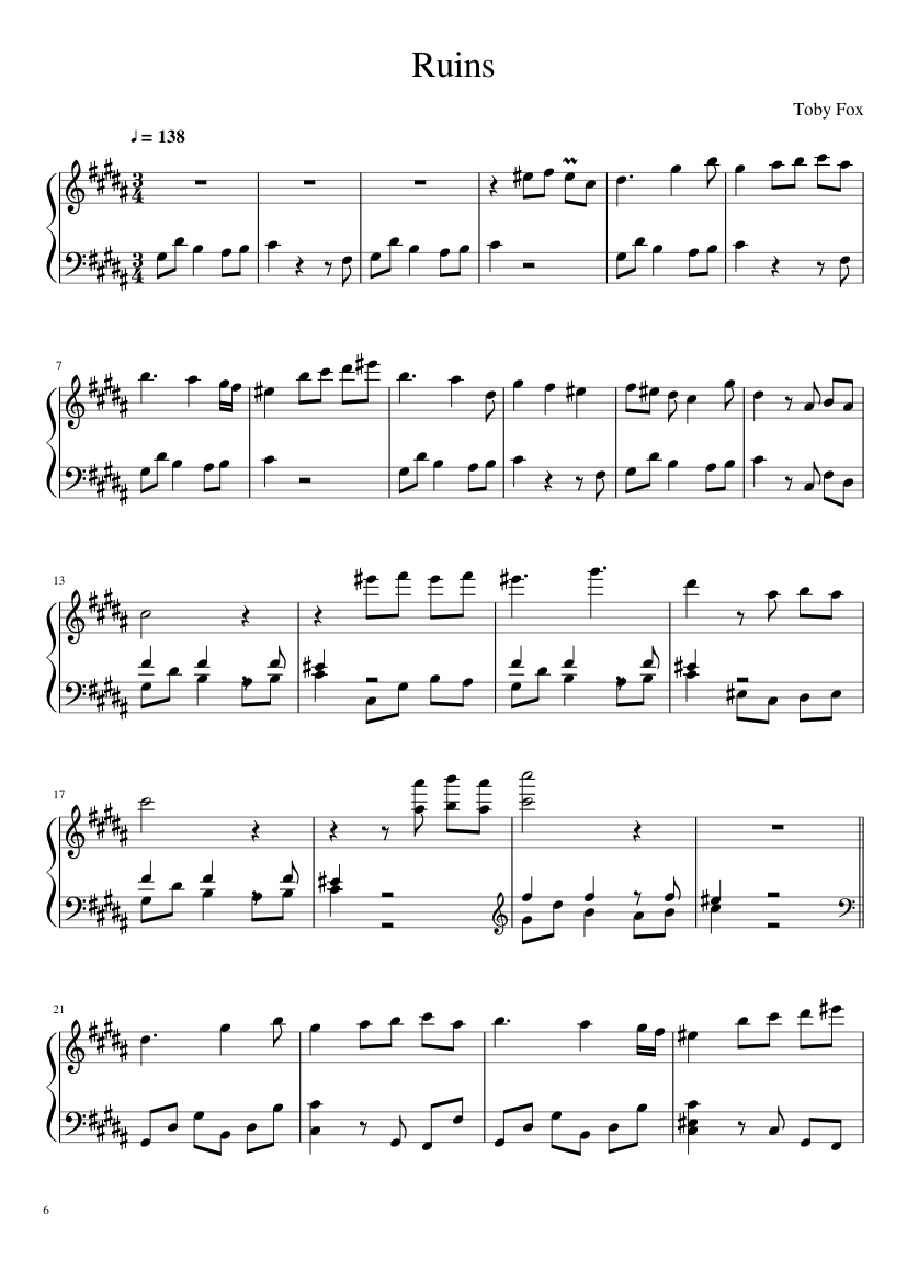 Undertale: Complete OST (101/101) (Update 160525) - piano sheet music page 6