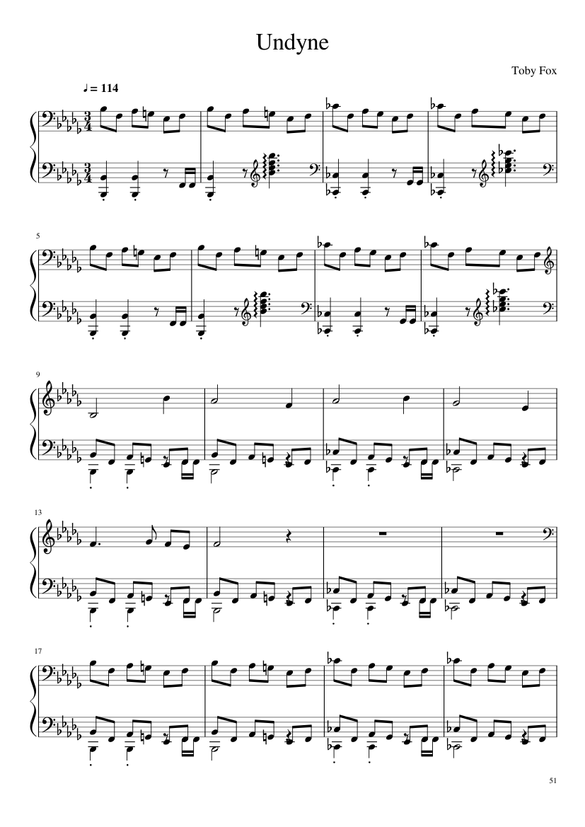 Undertale: Complete OST (101/101) (Update 160525) - piano sheet music page 51