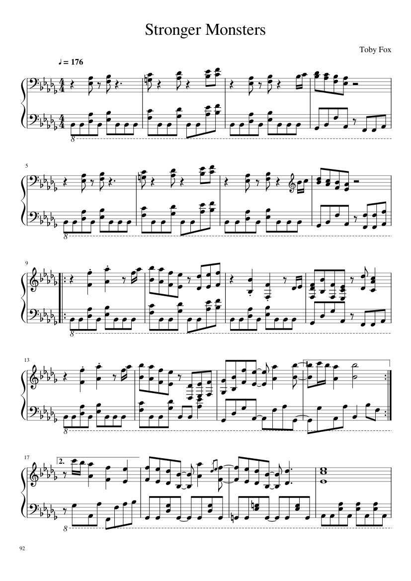 Undertale: Complete OST (101/101) (Update 160525) - piano sheet music page 92