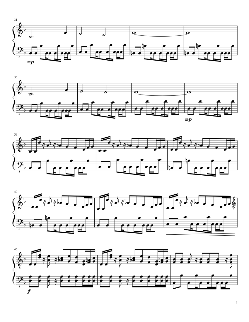Undertale - Megalovania [Piano] - piano sheet music page 3