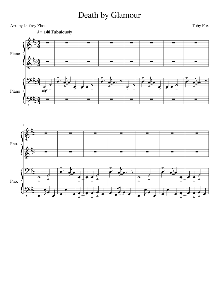 Undertale OST - Death by Glamour - piano sheet music page 1