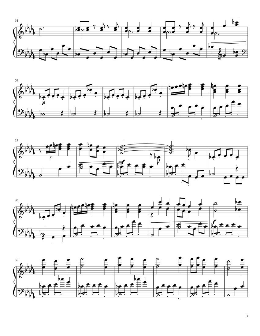 Undertale OST - Heartache/Fallen Down - piano sheet music page 3