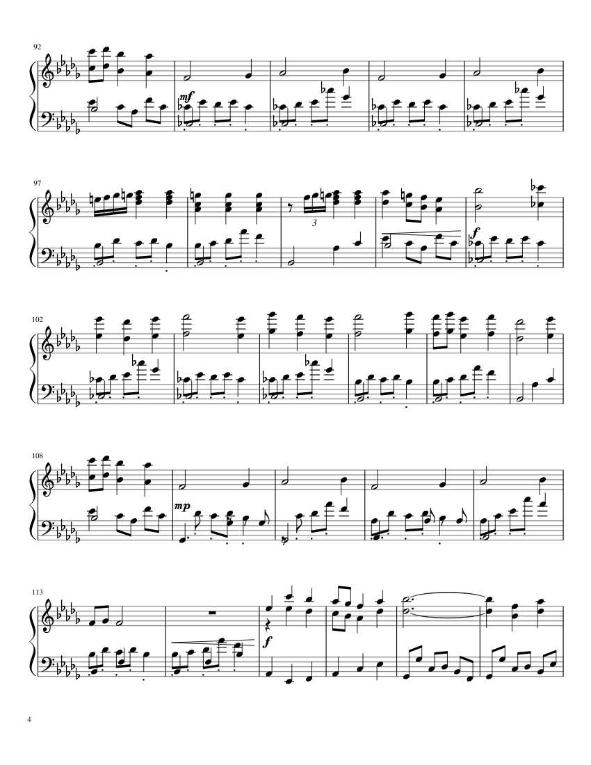 Undertale OST - Heartache/Fallen Down - piano sheet music page 4
