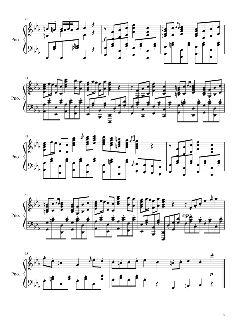 Undertale OST - Nyeh Heh Heh!/Bonetrousle - piano sheet music page 3